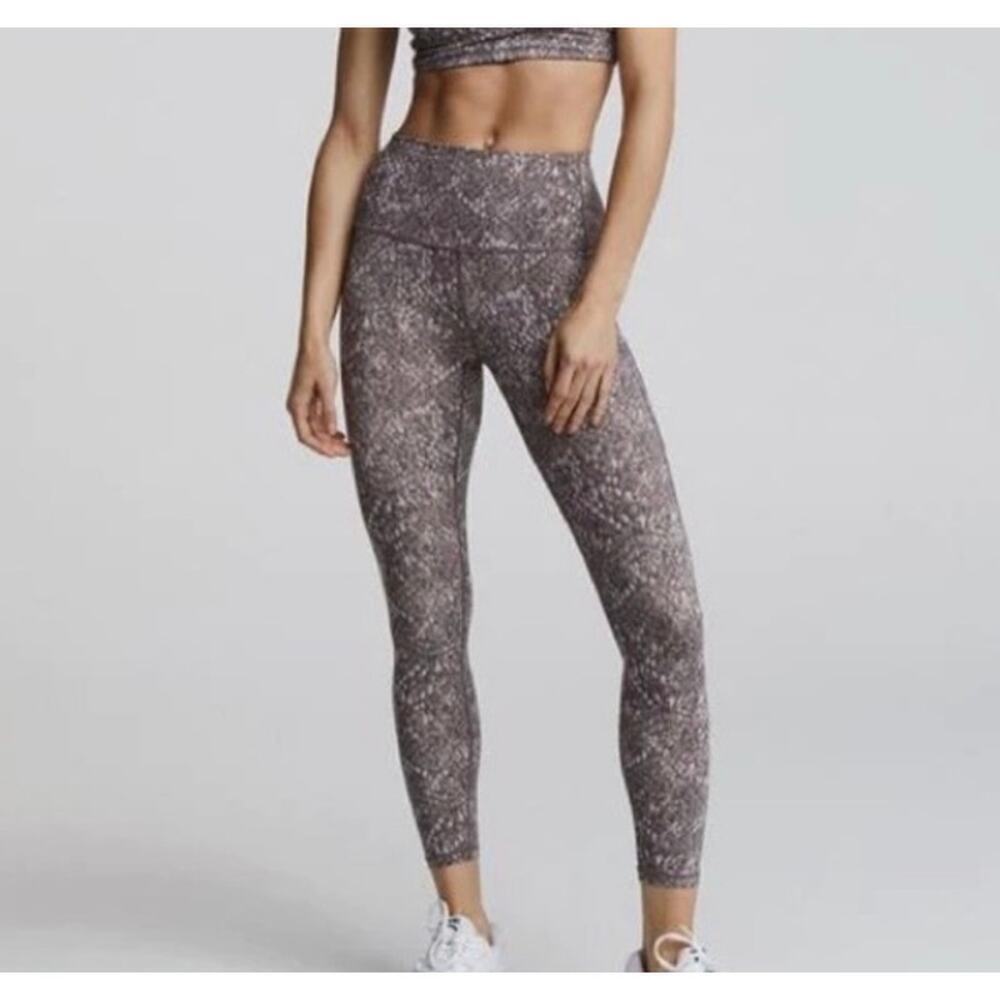 VARLEY Sz S Let's Go Leggings High-Rise Pocket Shadow Blush Snakeskin Print